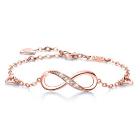Billie Bijoux Womens 925 Sterling Silver Infinity Endless Love Symbol Charm Adjustable Bracelet Gift for Women (B- rose gold)