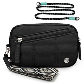 PASMAN Nylon Wristlet Clutch Wallet Purse With Crossbody for Women, RFID Blocking,Credit Card Holder Phone Organizer for Travel or work (black)