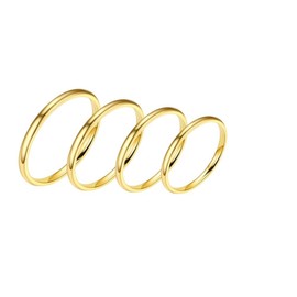DATOA 4Pcs Stainless Steel Toe Rings Set for Women Minimalist Stackable Plain Thin Band Toe Rings Beach Foot Jewelry-Gold