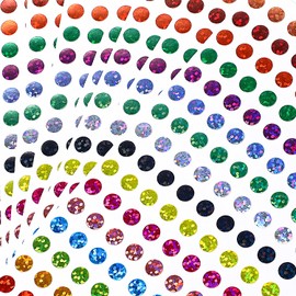 Pack of 3520 Shiny Circle Dot Stickers Sparkle Colour Coding Labels 16 Colours Small Round Dot Stickers Laser Colourful Circle Dot Stickers for Classroom Office DIY