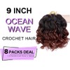 Mtmei Hair Ocean Wave Crochet Hair 9 Inch 8 Packs
