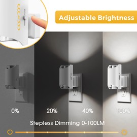 L LOHAS LED Night Light, Bright Night Light, Night Lights Plug into Wall, 5000K Daylight White, Dimmable Night Light 0-100LM with Light Sensor, Plug in Night Light for Hallway Bathroom Kitchen, 2 Pack