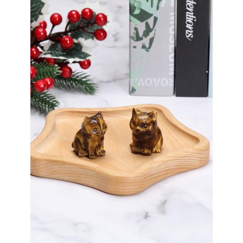 JSDDE Tiger Eye Crystal Cat Figurine for Cat Lovers Cute