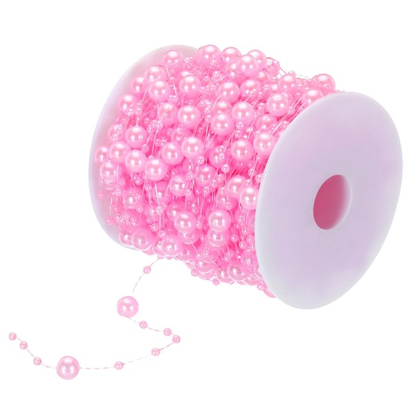 YOKIVE Pink Pearl Wired Garland, 98.4Ft Exquisite Artificial Pearls Strands