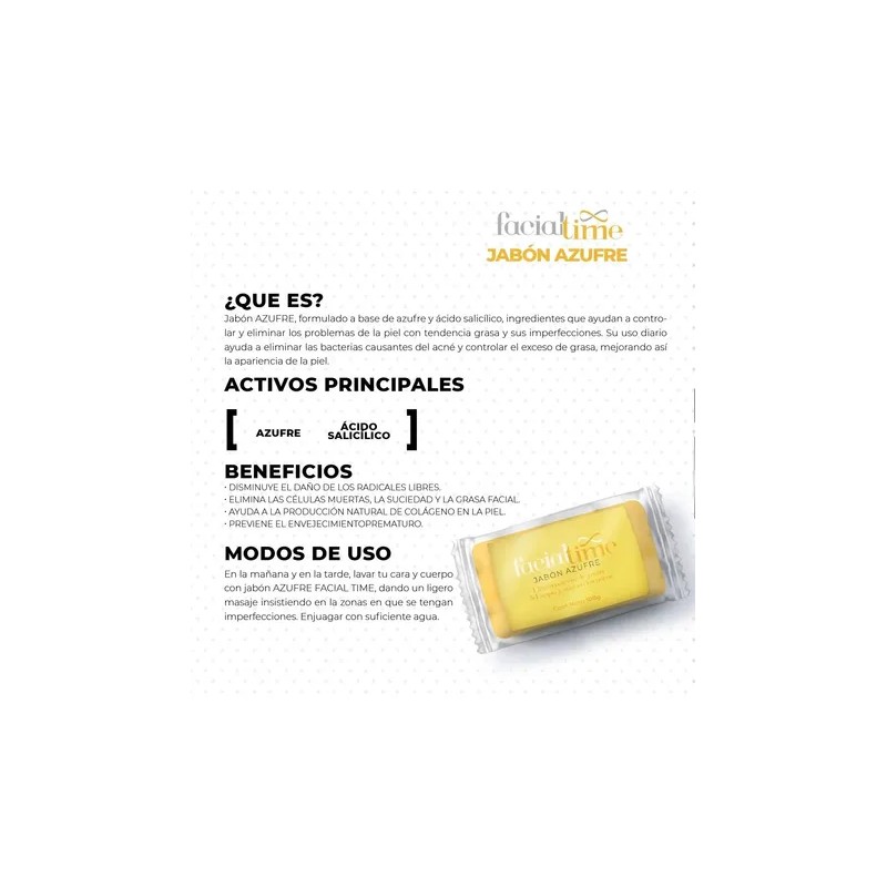 Jabón De Azufre En Barra 100g Piel Grasa Acne Facial
