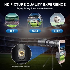 2024 New Upgraded 10-300 x 40 Adult High Power Monocular - Zoom Monocular with BAK4 and FMC Lenses for Olympia, Concerts, Bird Watching, Star Gazing