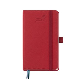 BEZEND Pocket Planner 2027 Weekly and Monthly (3.5" x 6") Purse Calendar with Note for Women & Men, (Jan-Dec) PU Vegan Leather Hardcover Agenda for Work/Home - Red