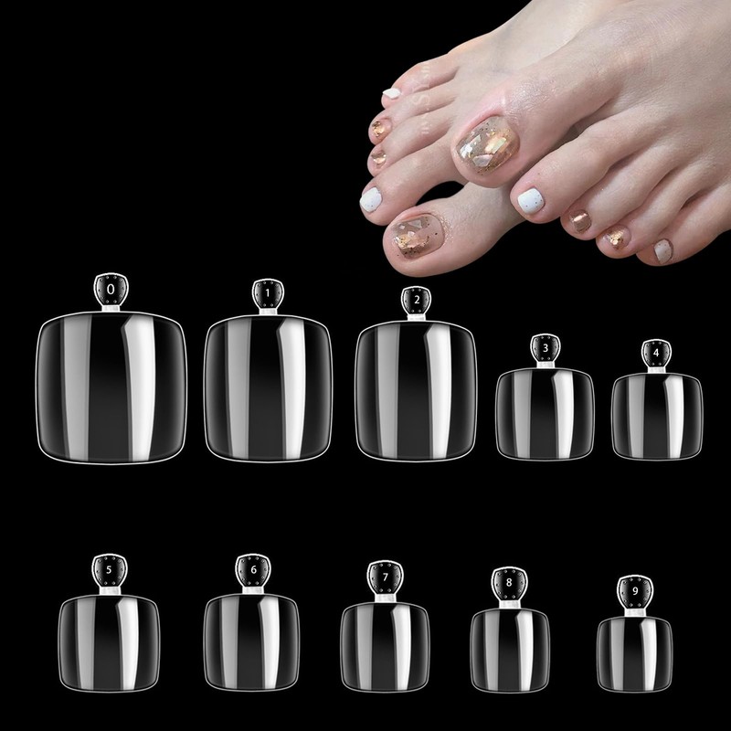 Pack of 500 Transparent Artificial Toenails, Artificial Toe Nail Tips,