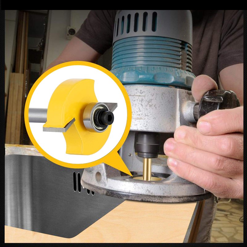 JTTJDB 1/4-Inch Shank Rabbet Router Bit with 6 Bearings Set