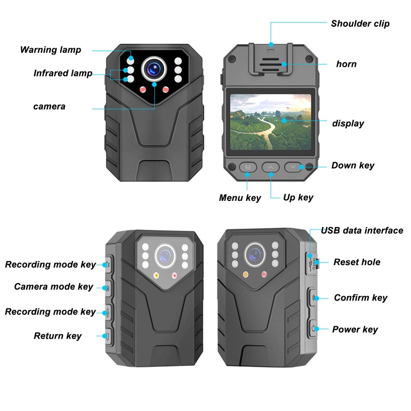 4K HD Body Camera Clip On Wearable Security Camera Night