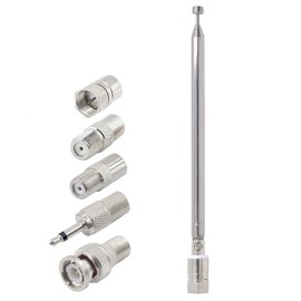 SHUKEFER FM Telescopic Radio Antenna Kit F Male Connector Telescoping Antenna Replacement 75 Ohm 7 Sections 30.12Inch for TV AM FM Radio AV Video Stereo Receiver