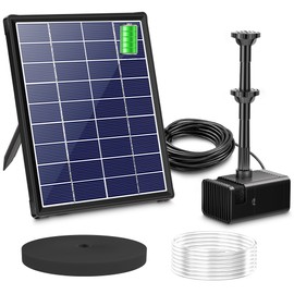 Biling 5.5W Solar Fountain for Bird Bath, DIY Solar Water Pump with 3000mAh Battery Backup Work All Day, 5ft Tubing 5 Nozzles for BirdBath, Small Pond, Fish Tank and Hydroponics