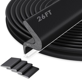 Pluden 26FT Kerf Weather Stripping Door Seal - Door Weather Stripping Seal Strip for Door Frame Exterior Soundproof Weather Strips (26FT,Black,4 Gaskets)