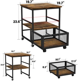 Sugitek Mini Fridge Stand with Storage and 8 Mobile Wheels,Heavy Duty Mobile Mini Fridge Table with Rolling Cabinet 200LB Capacity with Large Capacity Drawers for Home,Kitchen,Office