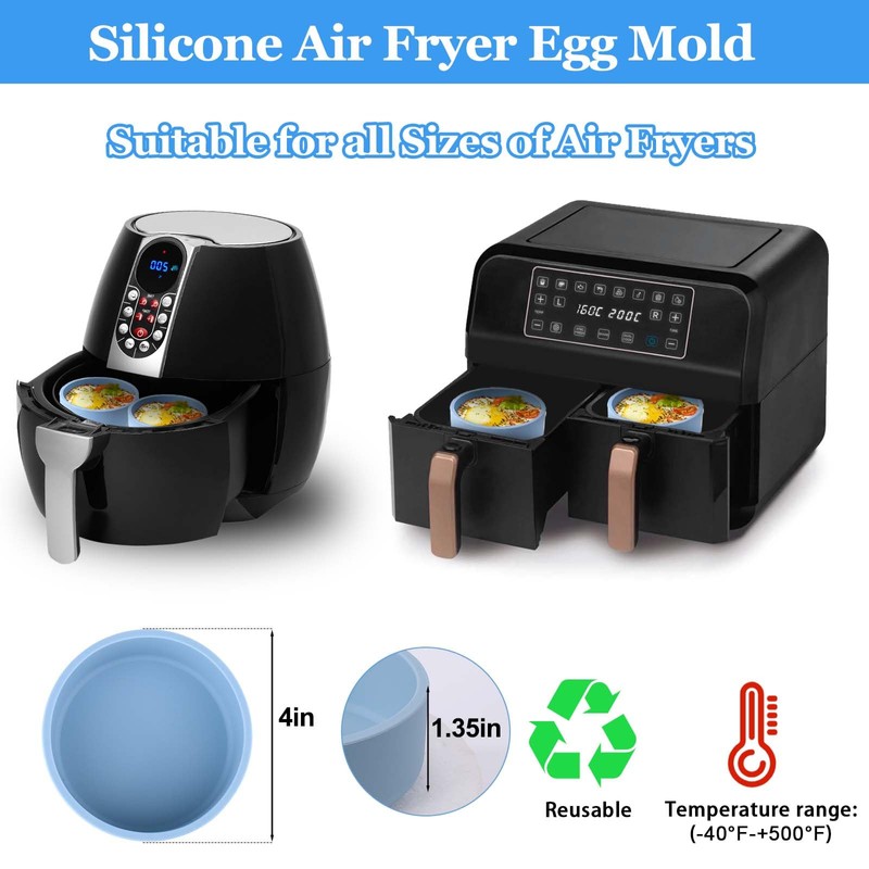 XANGNIER Silicone Air Fryer Egg Mold,3 Pcs Reusable Nonstick Egg