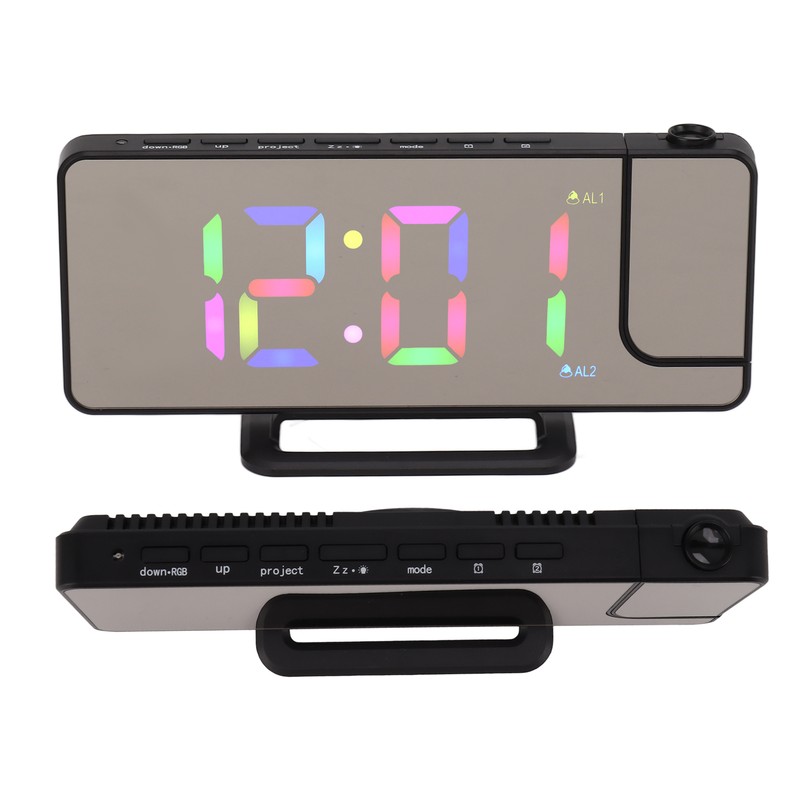 Digital Clock RGB LED Large Screen Mirror Projection Multifunctional Table
