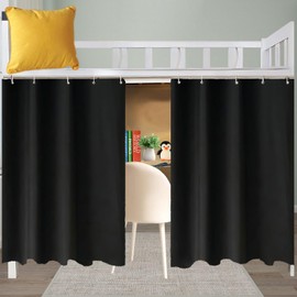 XiRiDa Blackout Bunk Bed Curtains Students Dorm Room Privacy Canopy, 2 Panels Black