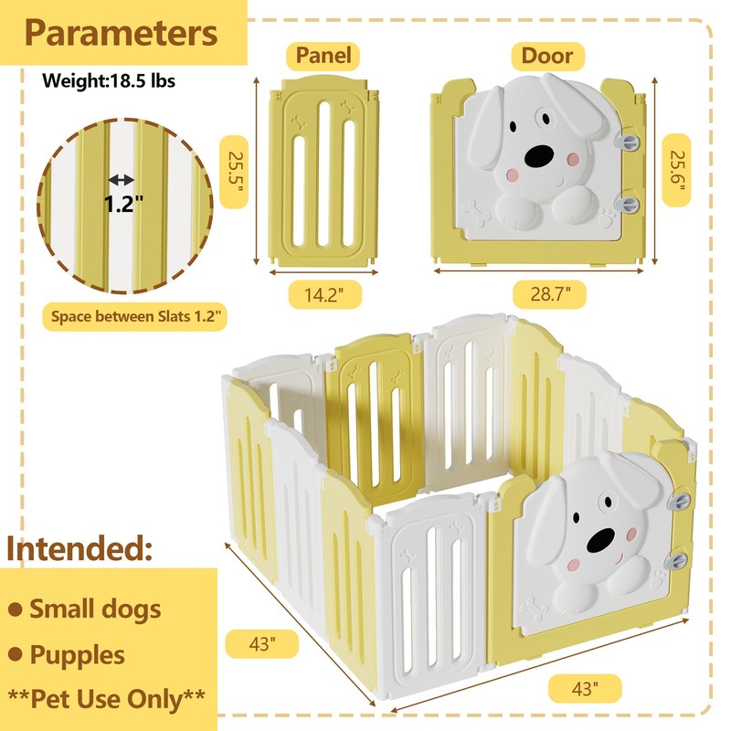 Aoole Foldable Dog Play Pen Indoors, Non-Slip Sturdy Puppy Playpen