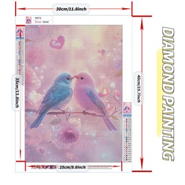 Milila 5D Diamond Painting Kits for Adults Full Drill Diamond Art Kits Diamond Dots Beginners Craft Kits for Home Wall Decor Gifts 11.8x15.7inch(Love Birds)