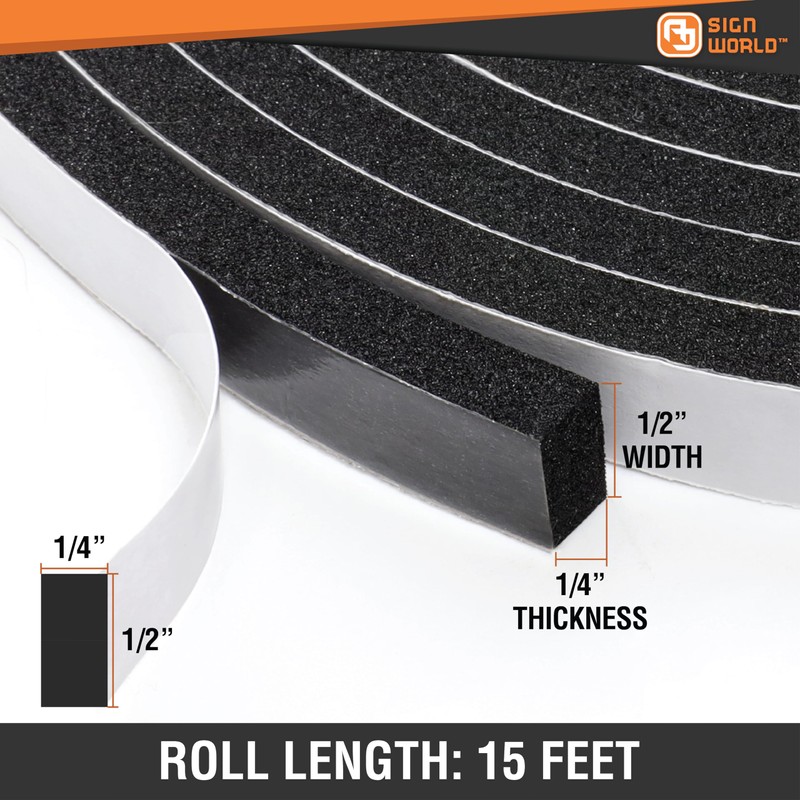 AJ Sign World 1/4in x 1/2in Weather Stripping Foam Insulation