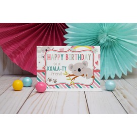 KOALA-TY Friend Koala Birthday Pun Themed Single (1) All Occasion Blank Birthday Card To Send To Friends & Family, 4"x 6" (when folded) Fill In Greeting Note Card by AmandaCreation