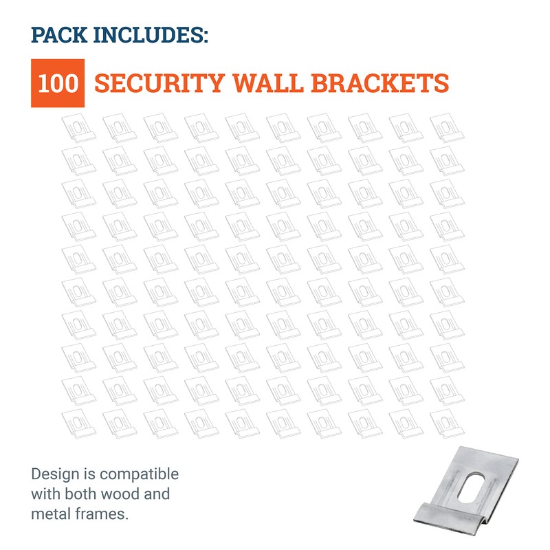 PHS Picture Hanging Security Brackets - 100 Pack - Anti