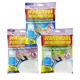 x3 Disposable Wardrobe Dehumidifier Hanging Bags - Specially Designed to Remove Moisture from Wardrobes Absorbs Damp, Moisture & Condensation Fast & Effectively (x1 Citrus x1 Lavender x1 Fresh Linen)