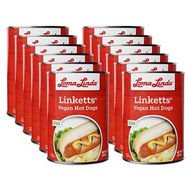 Vegan Plant-Based Hot Dogs - Loma Linda Linketts Meatless Sausages, High Protein Meat Alternative, Vegetarian & Non-GMO Frankfurters, 15 oz Cans (12 Pack)