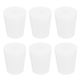 MECCANIXITY Silicone Rubber Tapered Plug 17mm to 23mm Solid Test Tubes Bungs Stopper with Hole White for Lab 6 Pieces