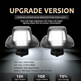 D-Lumina - Lámpara LED para placa de matrícula compatible con Chevy GMC Silverado Sierra C1500 C2500 C3500 K1500 K2500 K2500 K3500 Pickup Suburban Blazer S10 Tahoe Yukon Sonoma S15, paquete de 2