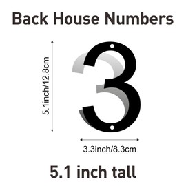 5 Inch Metal House Numbers, Metal Address Numbers and Letters, Black Door Mailbox Number, House Address Letter and Number for Office Home Farm Outside (Alloy number 3)