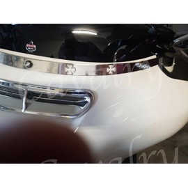 Polished Stainless Maltese Cross Pattern Windshield Trim for '96-'13 Electra Glide, Street Glide, Ultra