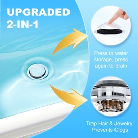 Universal Tub Stopper Bathtub Drain, Bathroom Shower Drain Tub Plug with a Built-in Hair Catcher and Cover, Pop-Up Bathtub Filter Stopper with Strainer for 1-1/2" to 1-3/4" Bath Drain Hole (1)