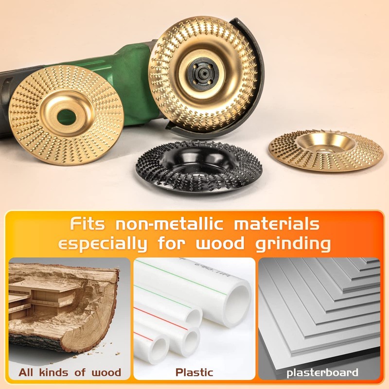 BLEKOO 4PC Angle Grinder Wood Carving Disc Set, 4" &
