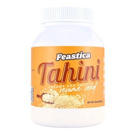 FEASTICA Natural Tahini, 100% Natural Sesame Paste, Gluten-Free, Non-GMO, Vegan, and Keto-Friendly (32 Ounce (Pack of 1))