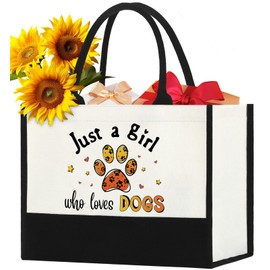 BiuNiuring Dog Gifts for Women, Dog Lovers Gifts, Cute Dog Themed Gifts for Dog Lovers, Who Loves Dogs Tote Bag Presents for Daughter Sister, Funny Birthday Christmas Decorations Dog Bag