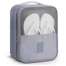 GobbaGoods Shoe Bag Holds 3 Pairs of Shoes, Storage Bag for Travel and Daily Use, With 5 piecesTravel Large Clear Shoes Storage Organizers Pouch with Rope for Men and Women (Grey)