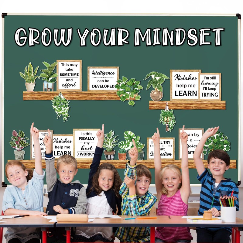 Qilery Bookshelf Bulletin Board Set Grow Your Mindset Motivational Classroom