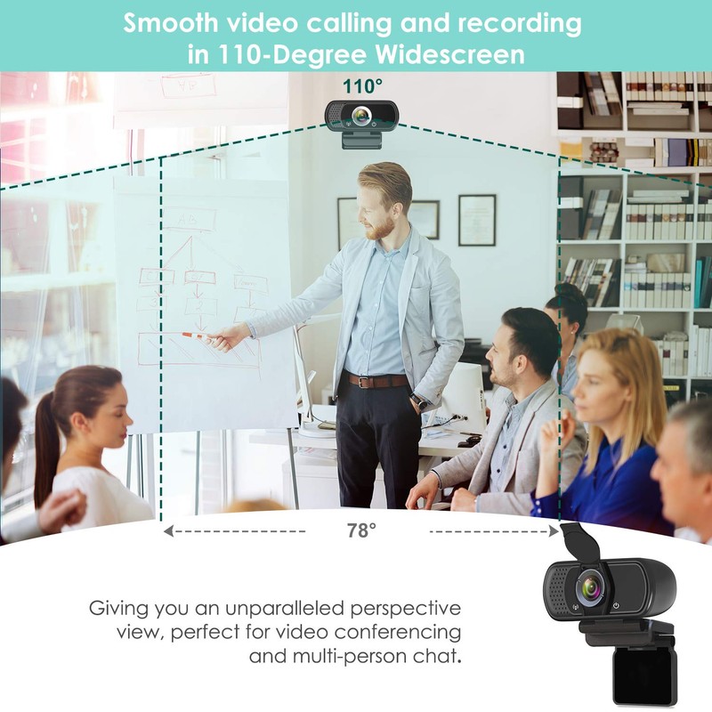 HD Webcam 1080P with Microphone, PC Laptop Desktop USB Webcams,