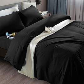 SONORO KATE Bed Sheet Set Super Soft Microfiber 1800 Thread Count Luxury Egyptian Sheets Fit 18 - 24 Inch Deep Pocket Mattress Wrinkle-4 Piece (Black, Twin)