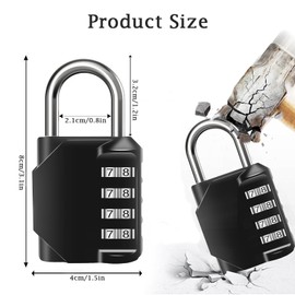 Combination Locker Padlock, 4 Digit Coded Padlock, Gym Lock, School Locker Lock, Weatherproof Combination Lock Outdoor (Black 1pcs)