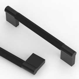 Asidrama 10 Pack 5 Inch(128mm) Matte Black Knurled Kitchen Cabinet Handles, Cabinet Pulls Kitchen Cabinet Hardware for Cupboard Drawer Pulls
