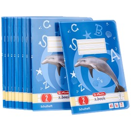 Herlitz 3320207 A5 Notepads, 16 Sheets, Ruling 02 (Lined), Coloured Lines, FSC Mixed, Pack of 10 Assorted Motifs