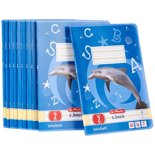 Herlitz 3320207 A5 Notepads, 16 Sheets, Ruling 02 (Lined), Coloured