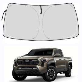 Upgrade Toyota Tacoma Windshield Sunshade for 2016-2023 2024 Tacoma Foldable Front Sun Shield Custom Fit Tacoma 2Dr 4Dr Pickup Sun Visor 240T Retractable Shade Blocks UV Rays