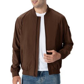 TBMPOY Men's Lightweight Bomber Jackets Light Windbreaker Casual Stylish Fall Golf Zip Up Fashion Dress Business Varsity Dark Coffee S