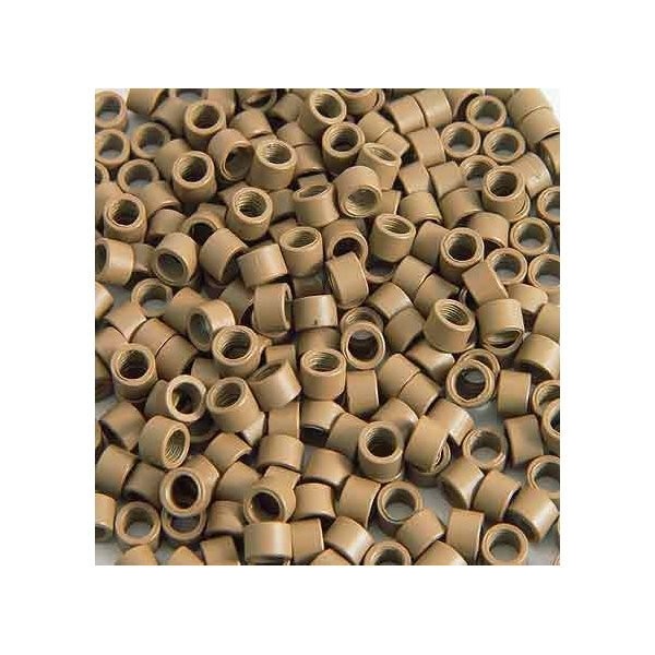 250 PCS 4 mm Light Brown Color Screw Thread Micro Ring Beads Locks for I Tip Stick Feather Human Hair Extensions