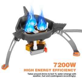 WADEO 7200W Windproof Camping Stove, Camping Gas Stove with Piezo Ignition and Butane Adapter, Portable Camp Stove Burner for Outdoor Backpacking Hiking and Picnic
