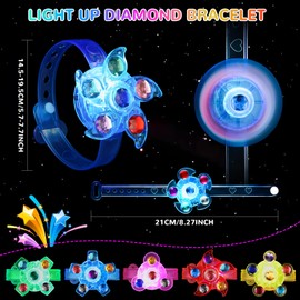 SCIONE 12 Pack LED Light Spinner Bracelets - Party Filling Kids, Glow in the Dark Party Supplies, Class Gifts & Christmas Boot Filling, Goodie Bags Teens