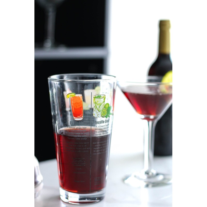 14 oz Recipe Glass Cocktail Shaker With Strainer Top -